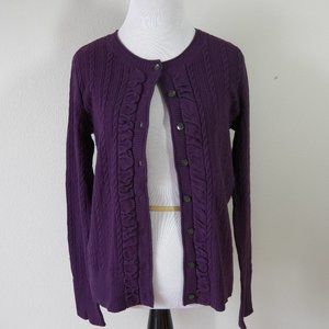 Eddie Bauer Long Sleeve Purple Cable Knit Sweater
